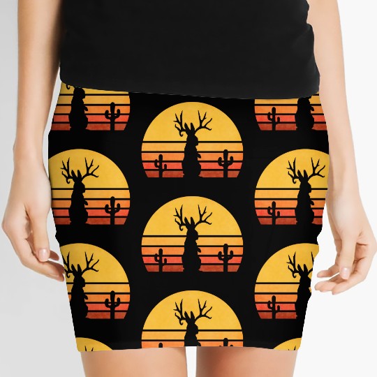 Eighties Jackalope Cryptid Rabbit Women's Mini Skirts