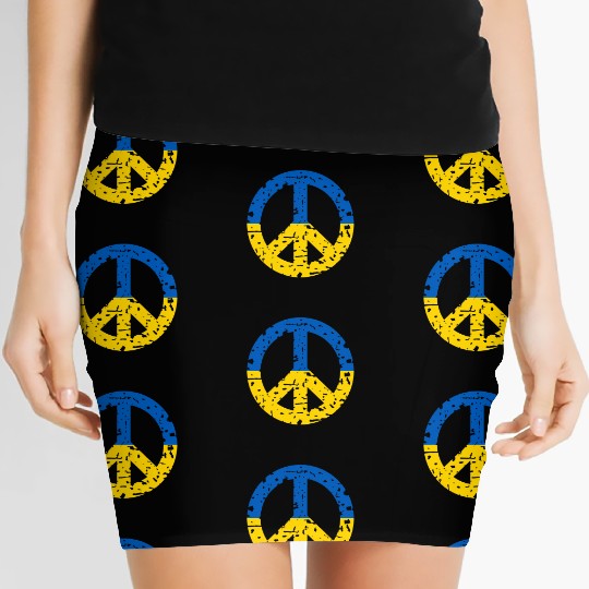 Ukraine Peace Sign Ukrainian Flag Colors Women's Mini Skirts