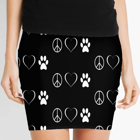 Peace love animals Women's Mini Skirts