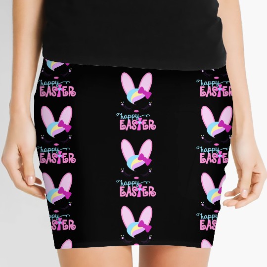 Happy Easter Bunny Sleeping Face Christian Women's Mini Skirts