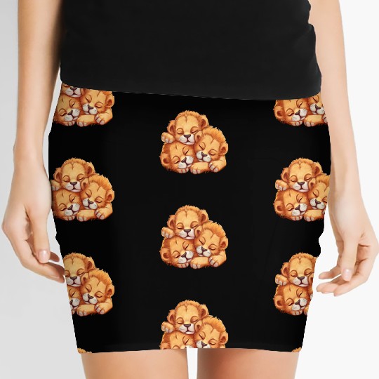 Sleeping lion cubs Women's Mini Skirts