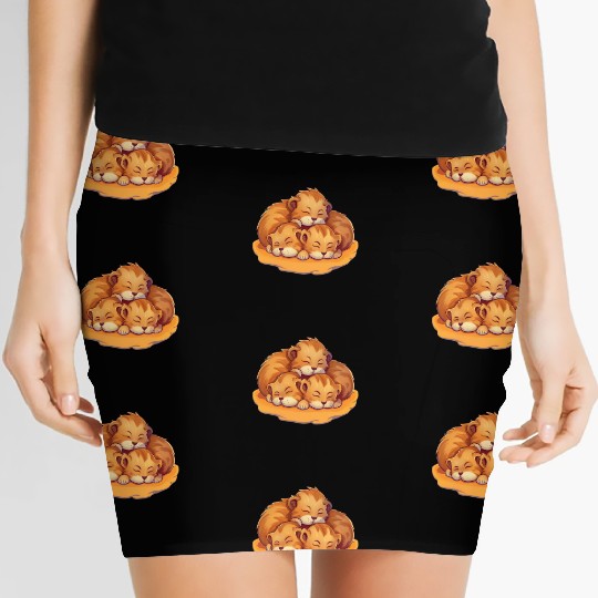 Sleeping lion cubs Women's Mini Skirts