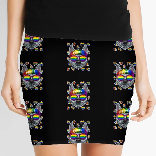 Lgbt Husky Gay Pride Month Dog Rainbow Lesbian Women's Mini Skirts