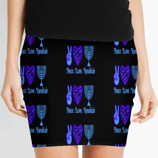 Peace Love Hanukkah 2021 Jewish Menorah Hanukkah C Women's Mini Skirts