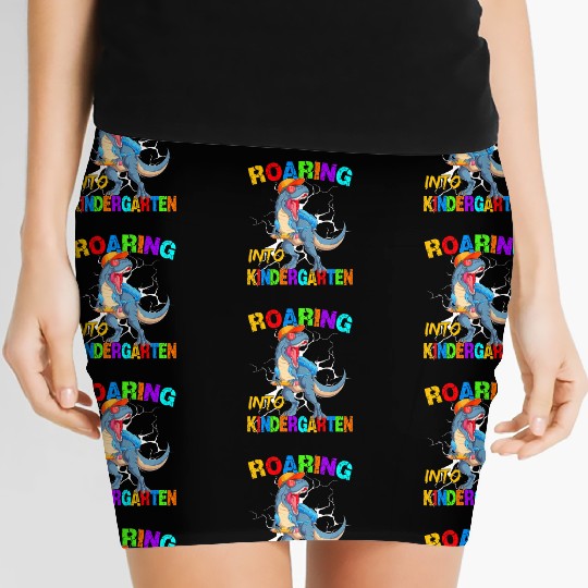 Roaring Into Kindergarten T Rex Dinosaur Back To S Women's Mini Skirts