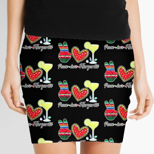 Peace Love Margarita for Plus Size Women's Mini Skirts