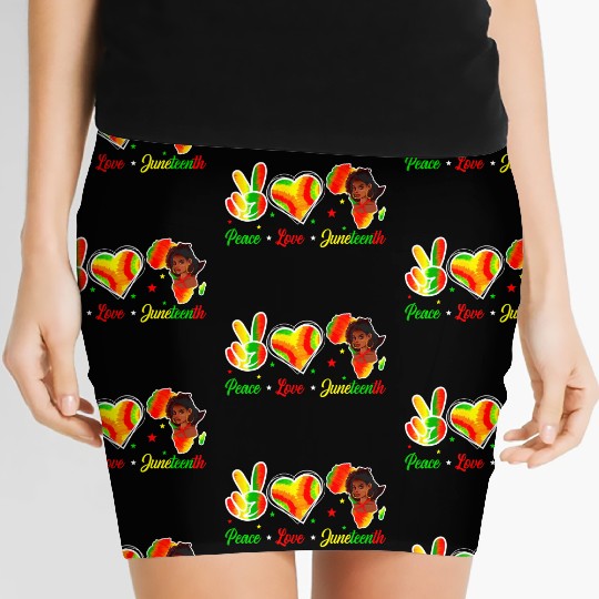 Peace Love Junenth 1865 Emancipation Day Black His Women's Mini Skirts