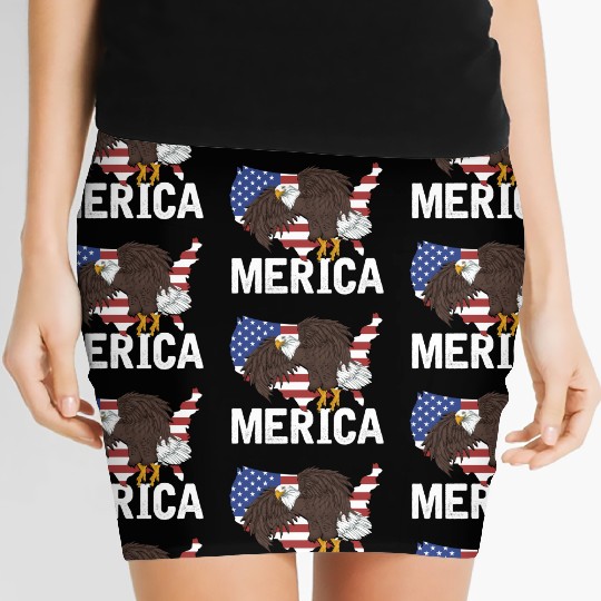 Us Flag Merica Pride Patriot Proud American Bald Women's Mini Skirts