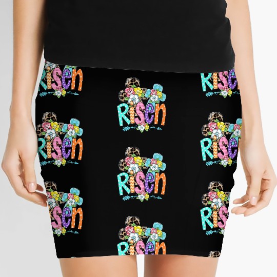 Happy Easter For Christian Mom He Is Risen Leopard Women's Mini Skirts