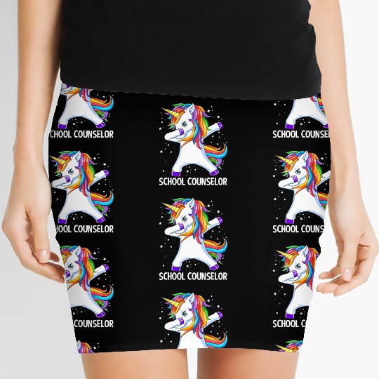 School Counselor Dabbing Unicorn Back To School Fu Women's Mini Skirts