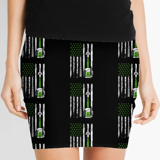Irish American Flag Draft Beer Shamrock St Women's Mini Skirts