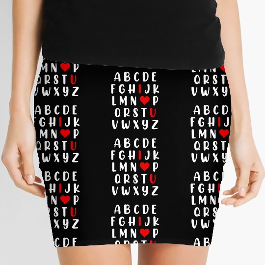 Abc Alphabet I Love You English Teacher Day Women's Mini Skirts