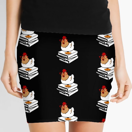 Chicken Book Nerd Love Reading Farm Women's Mini Skirts