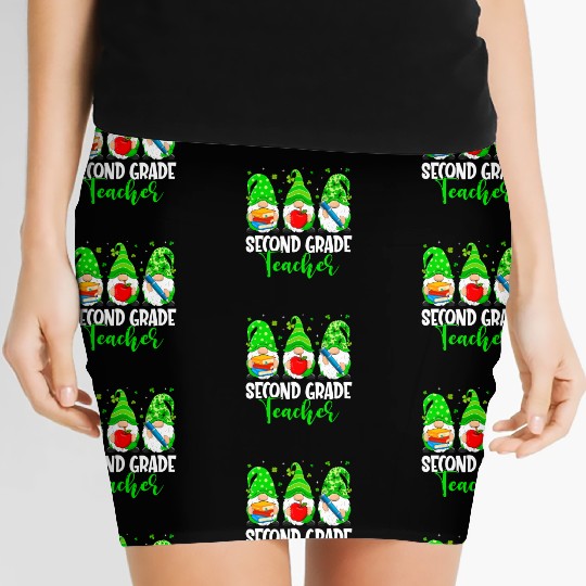 Gnomes 2Nd Grade Teacher Squad St Patric Day Women's Mini Skirts