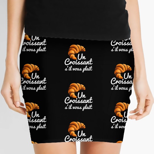 French Croissant Bread Un Croissant S'Il Vous Women's Mini Skirts