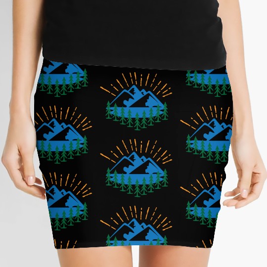 Blue Mountain And Forest Women's Mini Skirts