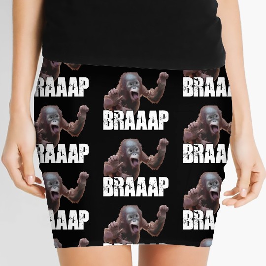 Braaap Monkey Face Riding A Motocross Women's Mini Skirts