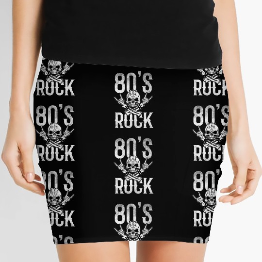 80S Rock And Roll Distressed Music Guitar Band Women's Mini Skirts