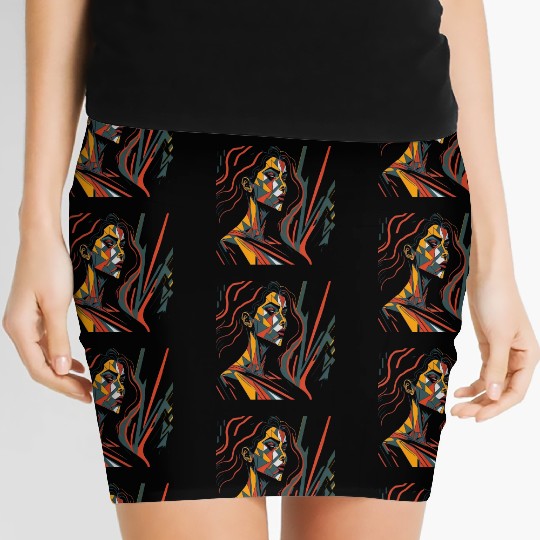 Feminine Character Cubism Women's Mini Skirts