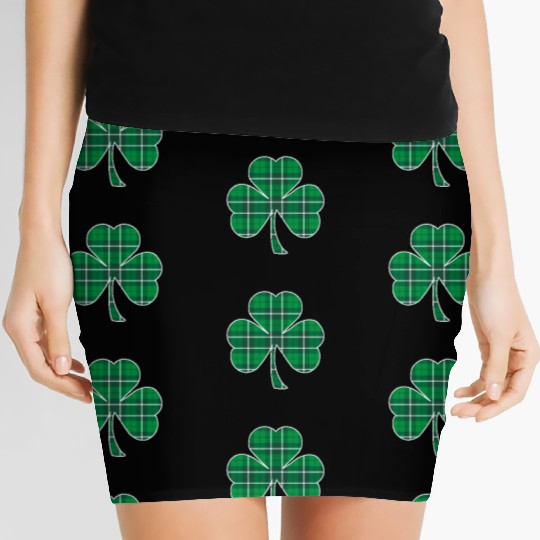 St Patric Day Irish Green Buffalo Plaid Shamrock Women's Mini Skirts