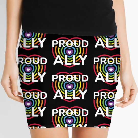 Proud Ally Rainbow Heart LGBTQIA Pride Month v01 Women's Mini Skirts