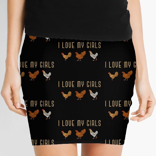 I Love My Hen Farm Animal Farmer Bird Chicken Women's Mini Skirts