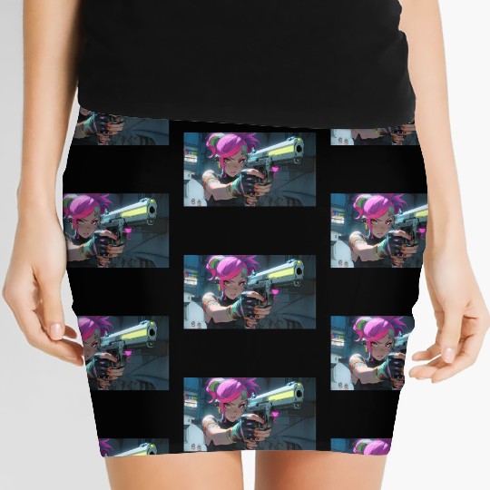 Cyber Sakura: Neon Guardian Women's Mini Skirts