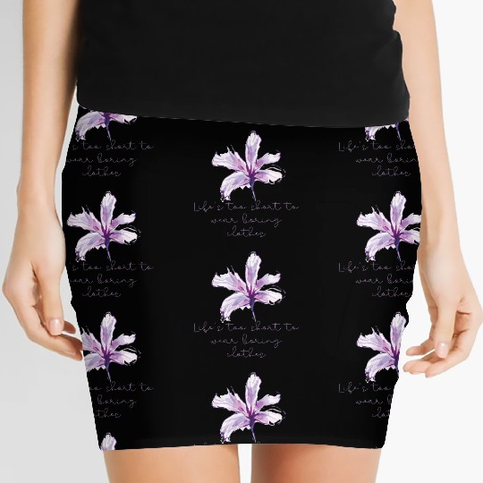 Purple Lily Flower surprise with quote Women's Mini Skirts