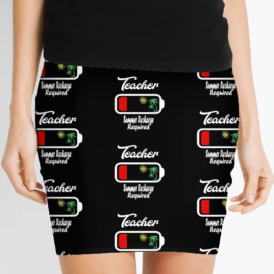 Teacher Summer Recharge Required Funny Last day Women's Mini Skirts