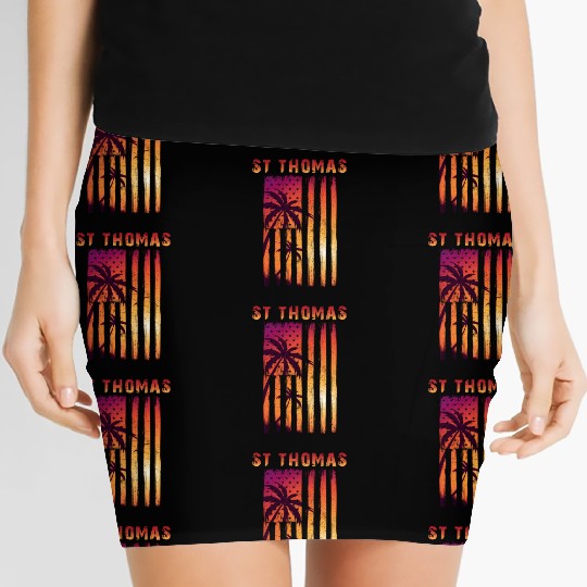 St Thomas Us Virgin Islands Patriotic Flag Women's Mini Skirts