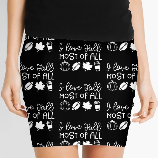 i love fall most of all pumpkin football autumn Women's Mini Skirts