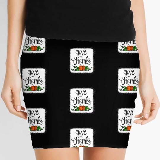 Give Thanks Pumpkin Harvest Fall Autumn Women's Mini Skirts