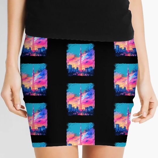Aesthetic Japanese Skytree Tokyo Vaporwave Sight Women's Mini Skirts