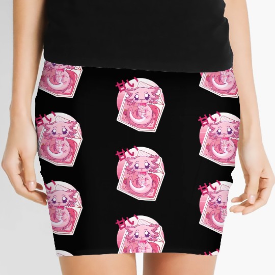 Axolotl Pastel Goth Strawberry Milk Shake Anime Ja Women's Mini Skirts