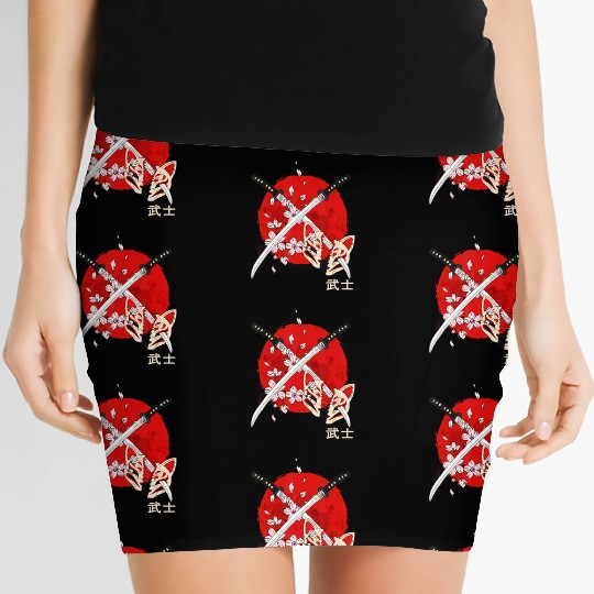 Ancient Japanese Cherry Blossom Samurai Katana Swo Women's Mini Skirts