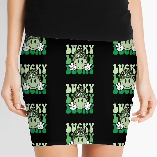 St Patric Day Lucky Shamrock Smile Face Women's Mini Skirts