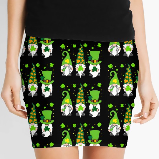 St Patrick'S Day Three Gnomes Shamrock Irish Women's Mini Skirts