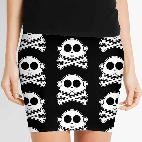 Monkey Cross Bone Women's Mini Skirts