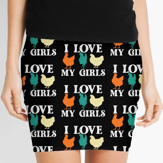I Love My Chicken Farm Animal Farmyard Women's Mini Skirts