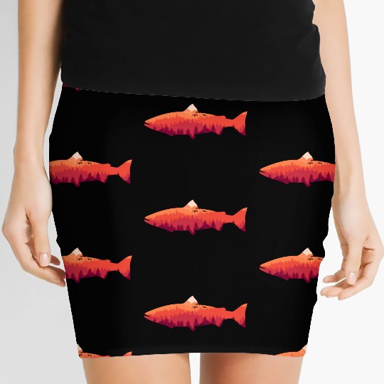 Trout Fly Fishing Nature Outdoor Fisherman Women's Mini Skirts