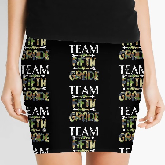 Team 5th Fifth Grade Camo Teacher Student Back To Women's Mini Skirts