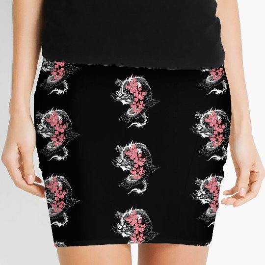 Dragon Japanese Cherry Blossom Culture Women's Mini Skirts