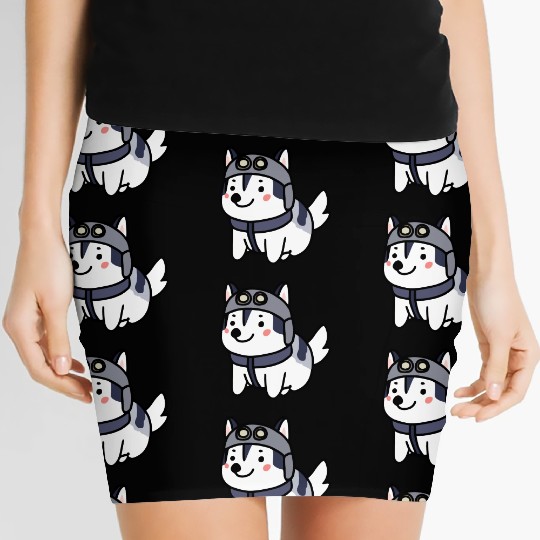 Husky Pilot Dog Lover Malamute Women's Mini Skirts