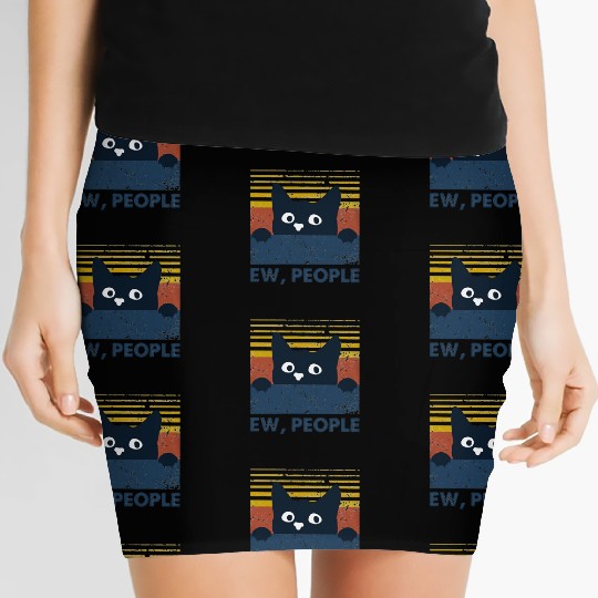Ew people cat funny gifts Women's Mini Skirts