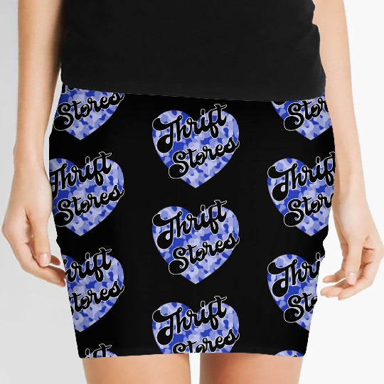 Thrift Stores blue camo heart Women's Mini Skirts