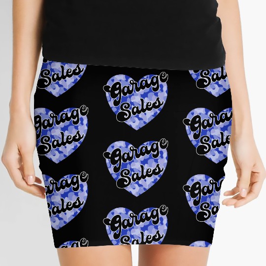 Garage Sales blue camo heart Women's Mini Skirts