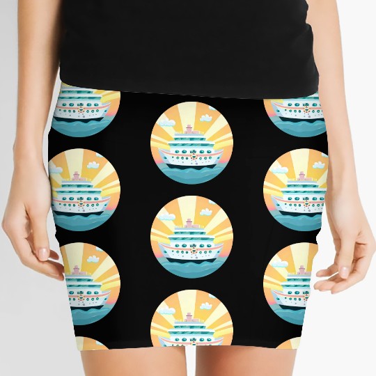 Cruise Ship at Sunset - Dream Voyage Design Women's Mini Skirts