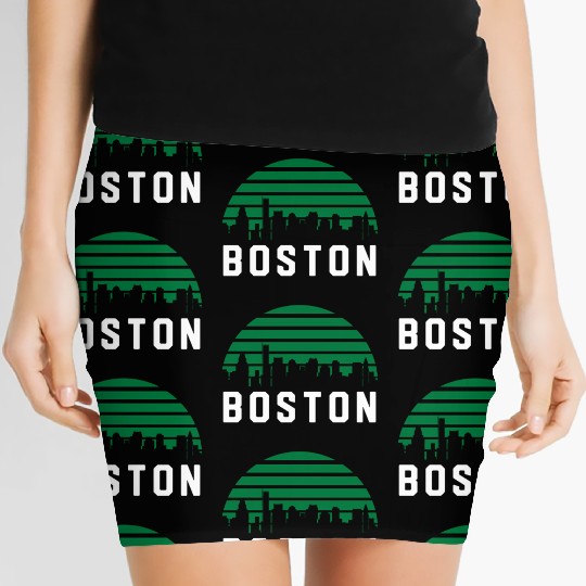 Boston Massachusetts Cityscape Green Women's Mini Skirts