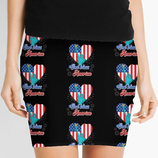 God Bless America Independence Day 4th July USA Women's Mini Skirts