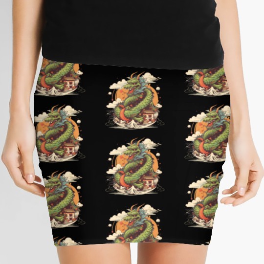 Sushi Dragon Japanesse Kawaii Women's Mini Skirts